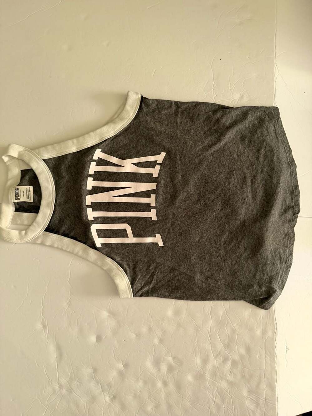 Victoria's Secret PINK Gray and White Muscle Tank Top Size Medium